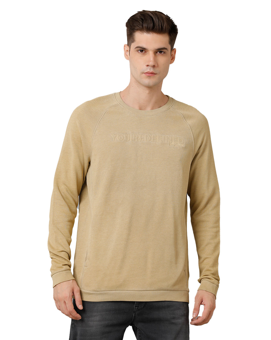 Voi Jeans Mens Regular Fit Beige Sweatshirt