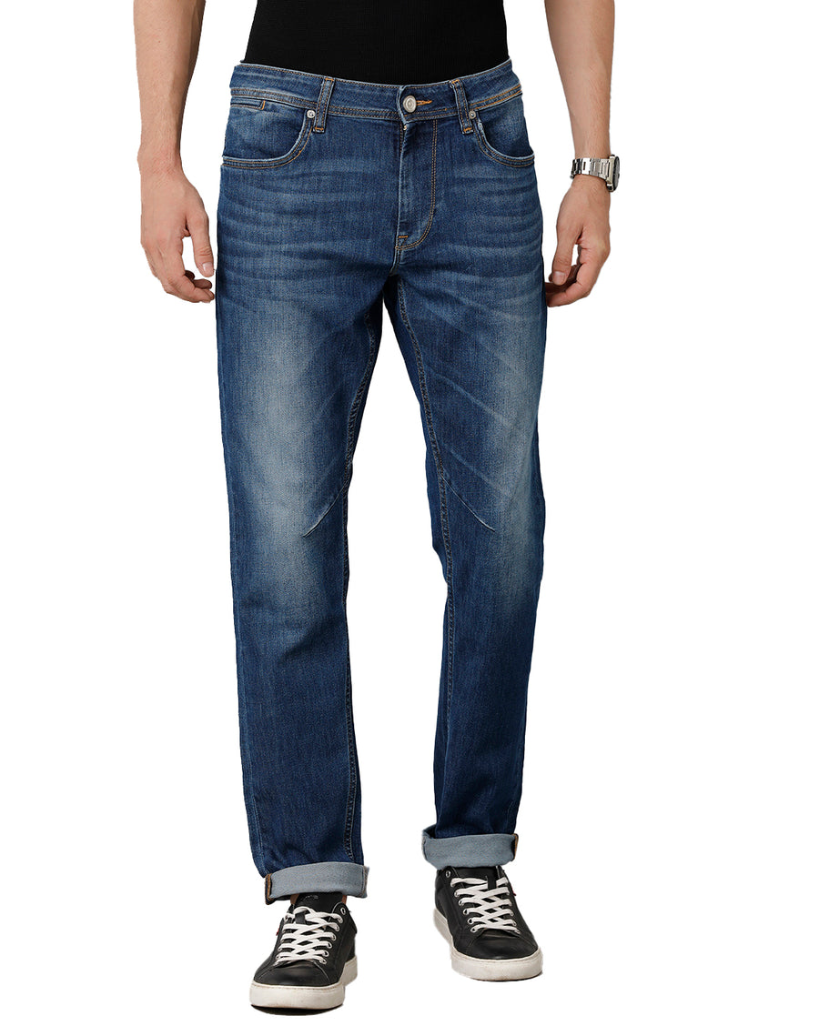 Voi Jeans Mens Indigo Solid Arturo - Comfort Fit Jeans