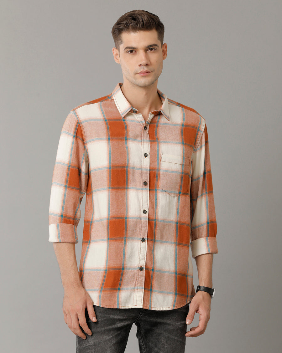 Voi Jeans Slim Fit Opaque Checked Pure Cotton Casual Shirt