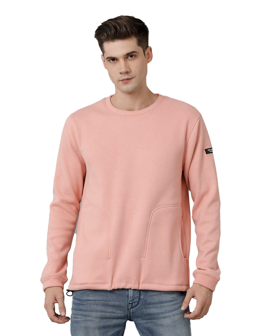 Voi Jeans Mens Regular Fit Peach Sweatshirt