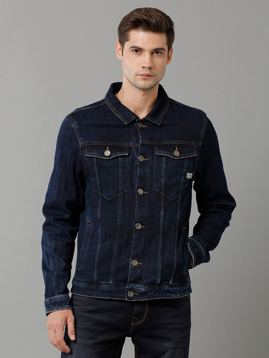 Spread Collar Cotton Denim Jacket