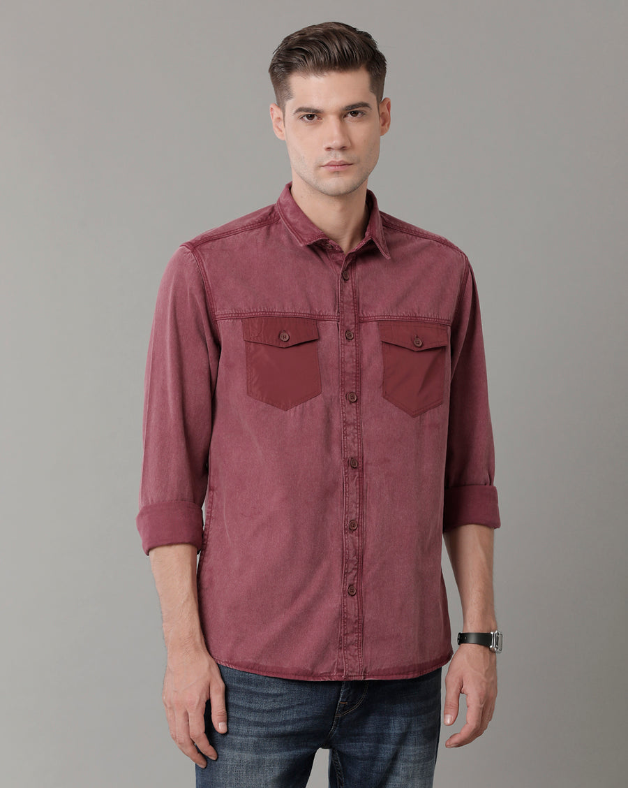 Voi Jeans Mens Wine Slim Fit Shirt