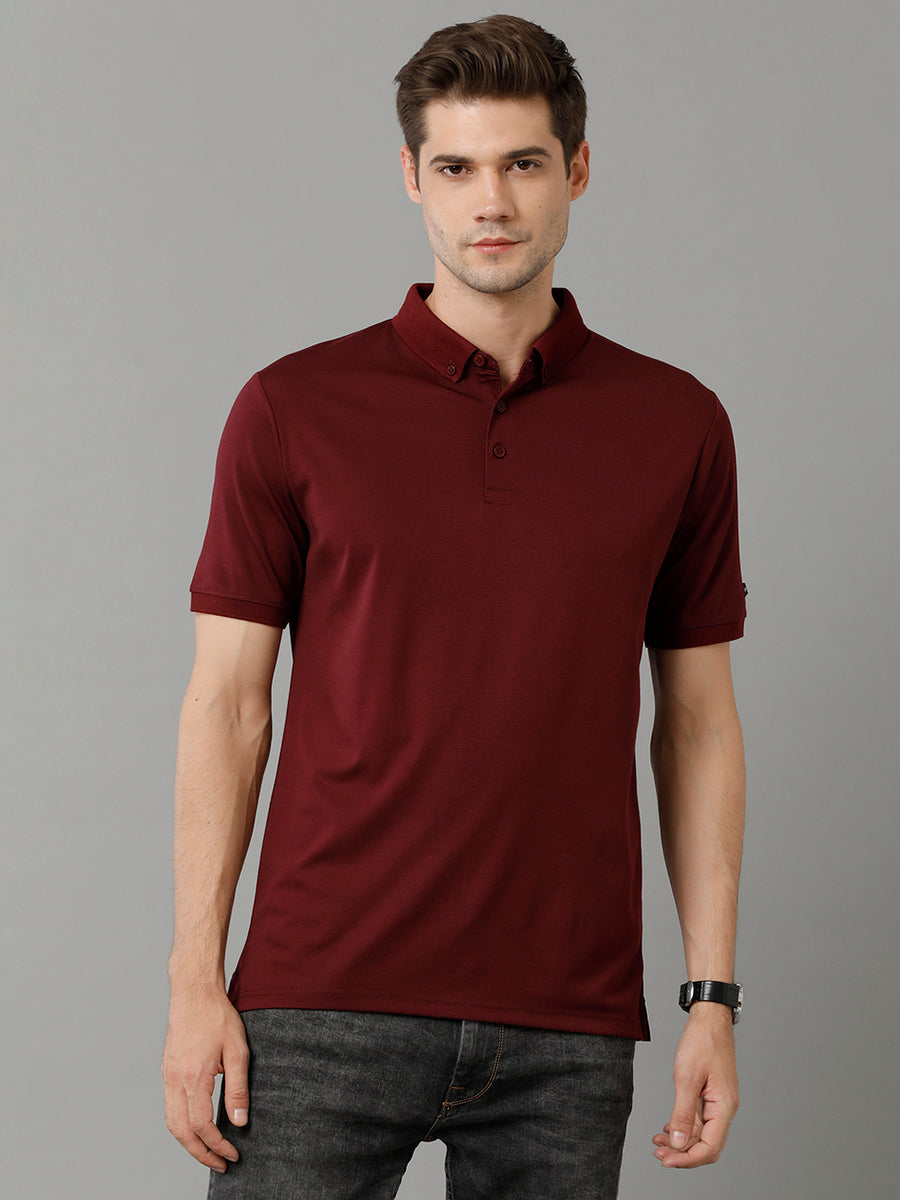 Men Solid Regular Fit Casual T-Shirt