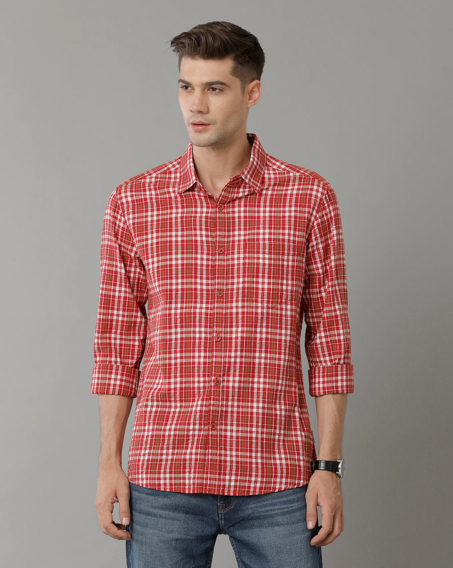 Slim Fit Tartan Checked Pure Cotton Casual Shirt