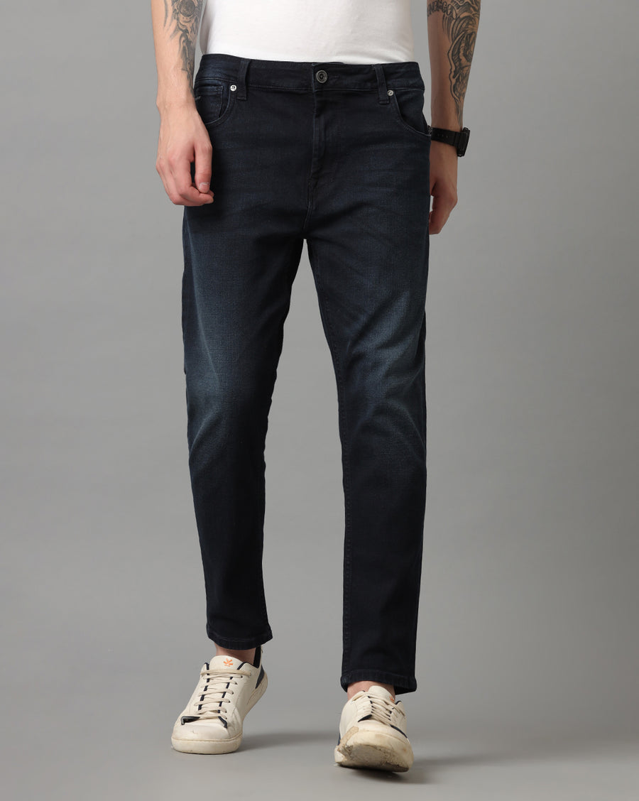 INDIGO TRACK CROPPED SKINNY FIT JEANS