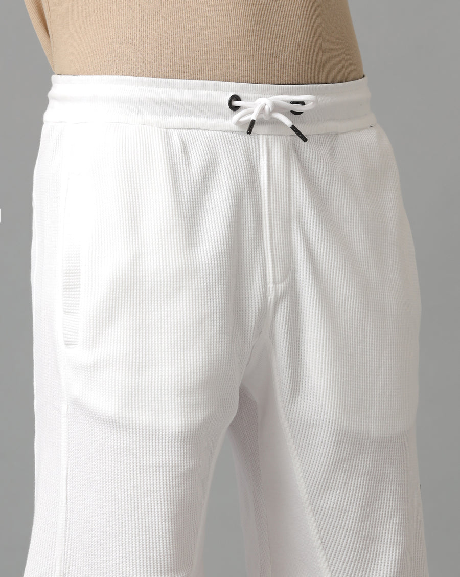 WHITE COTTON REGULAR FIT SHORTS