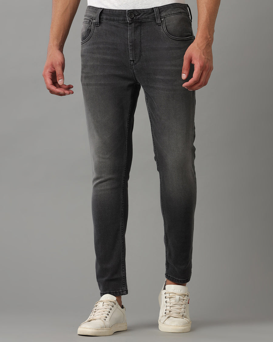 GREY TRACK CROPPED SKINNY FIT JEANS