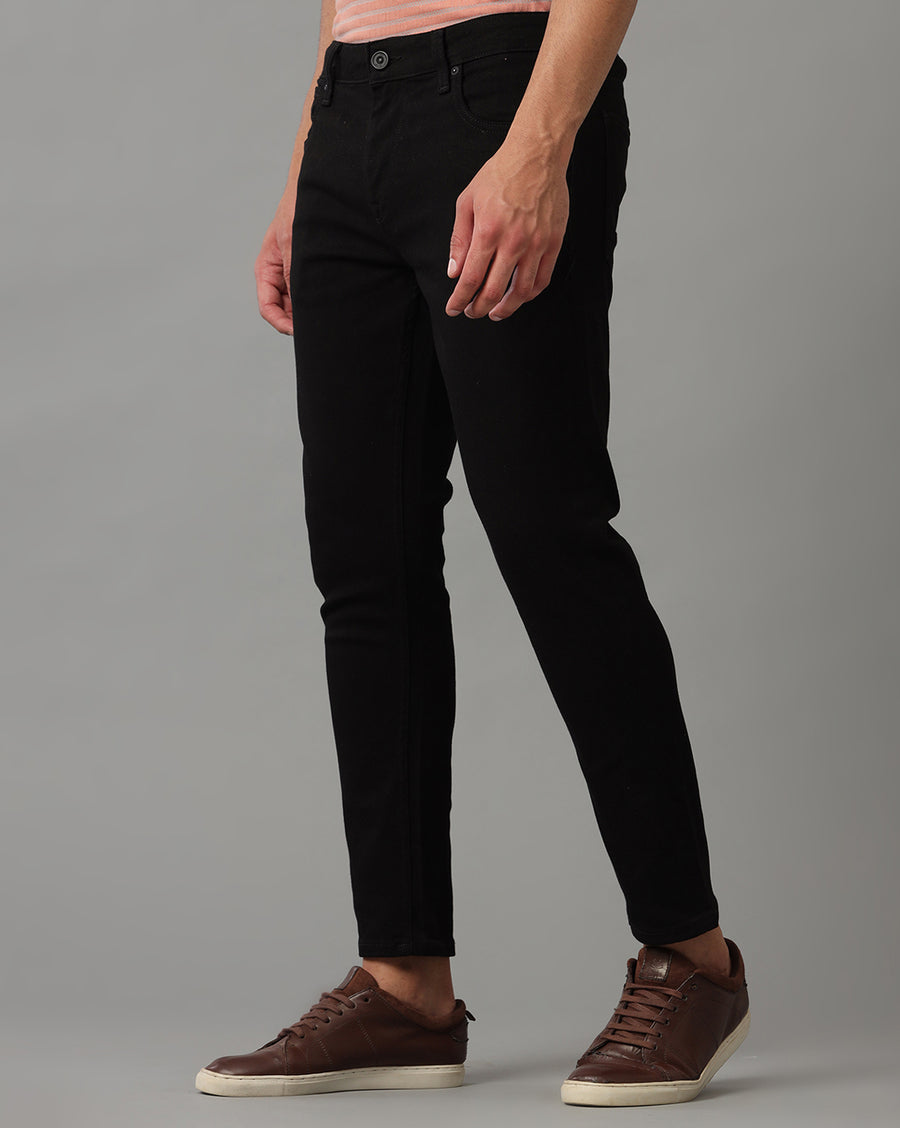 BLACK TRACK CROPPED SKINNY FIT JEANS