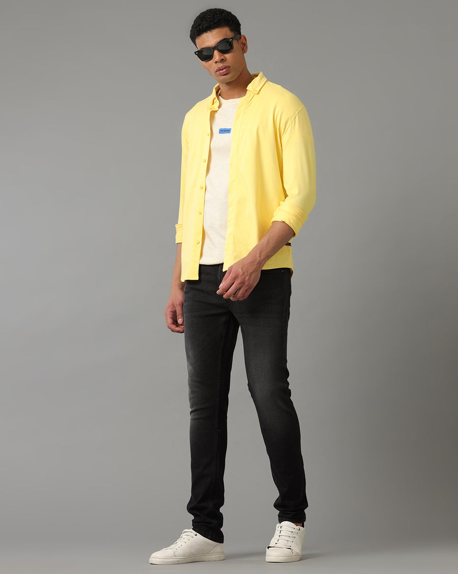 YELLOW SLIM FIT KNIT SHIRT