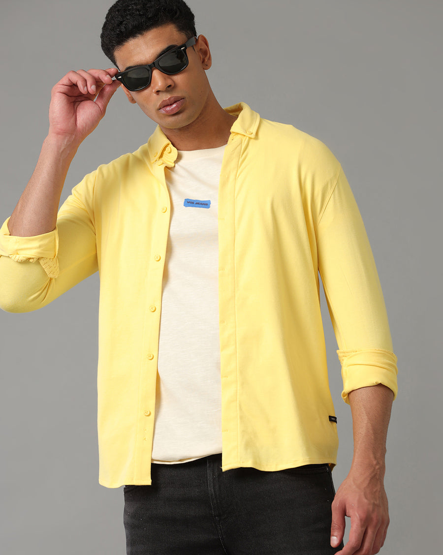 YELLOW SLIM FIT KNIT SHIRT