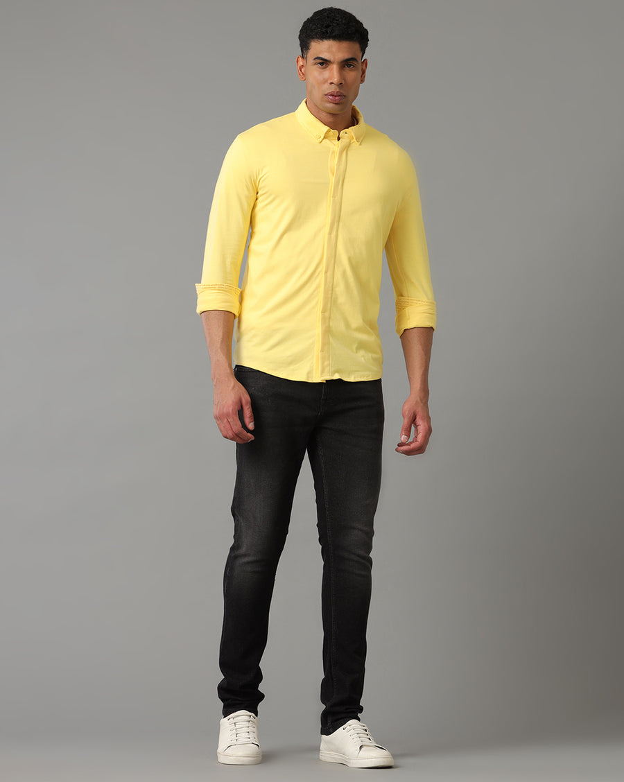 YELLOW SLIM FIT KNIT SHIRT