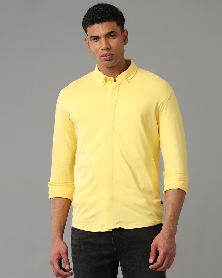 YELLOW SLIM FIT KNIT SHIRT