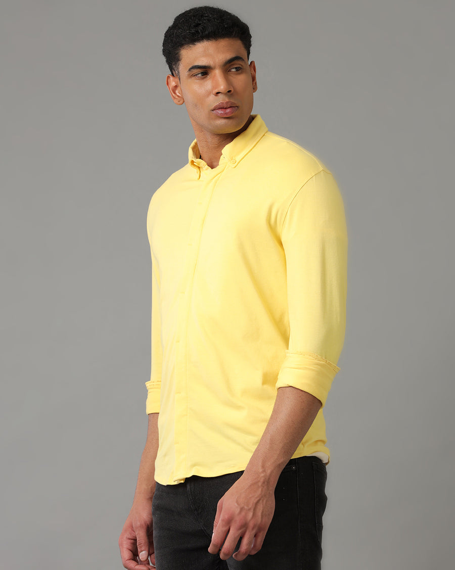 YELLOW SLIM FIT KNIT SHIRT