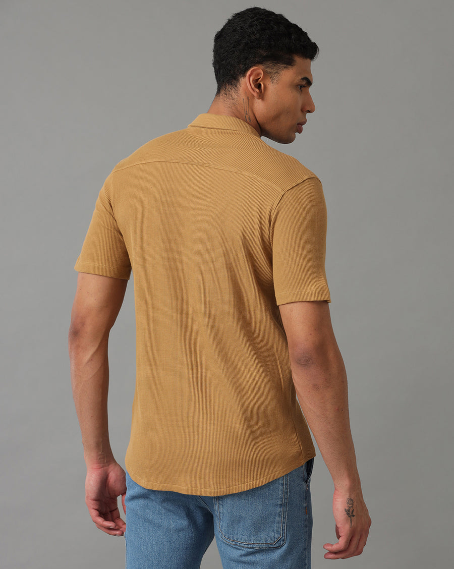 KHAKI REGULAR FIT KNIT SHIRT