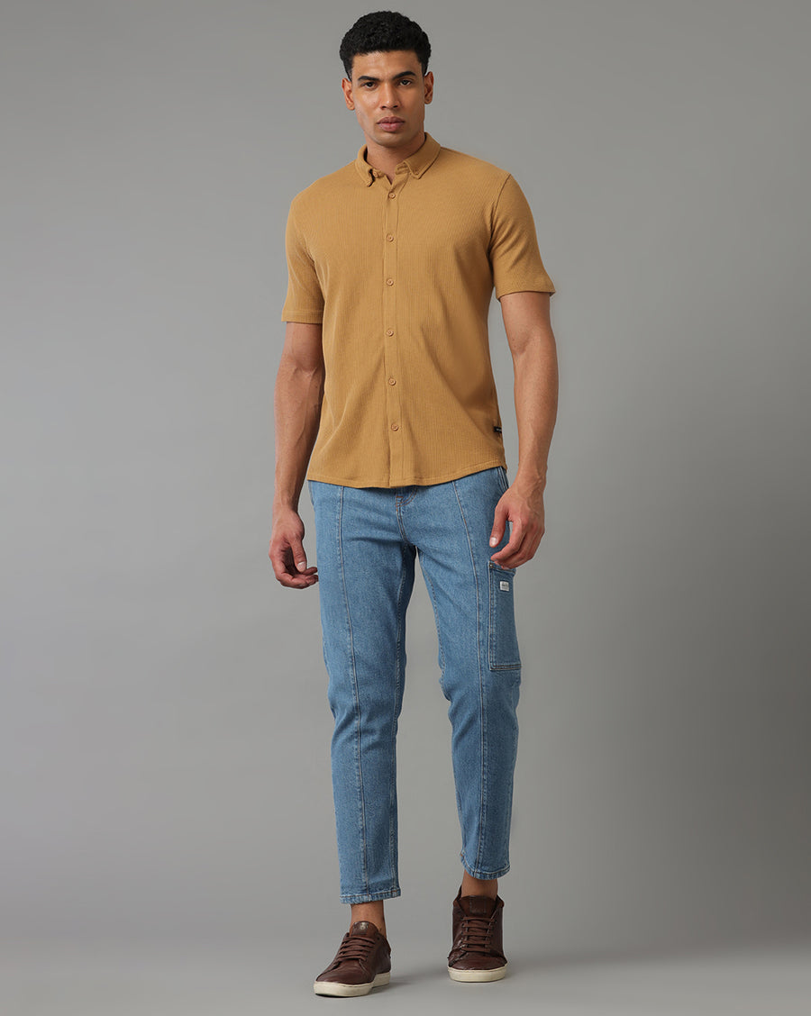 KHAKI REGULAR FIT KNIT SHIRT