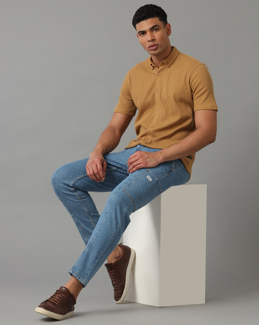 KHAKI REGULAR FIT KNIT SHIRT