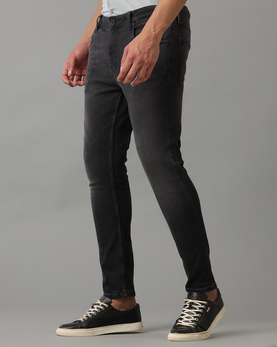 BLACK TRACK CROPPED SKINNY FIT JEANS