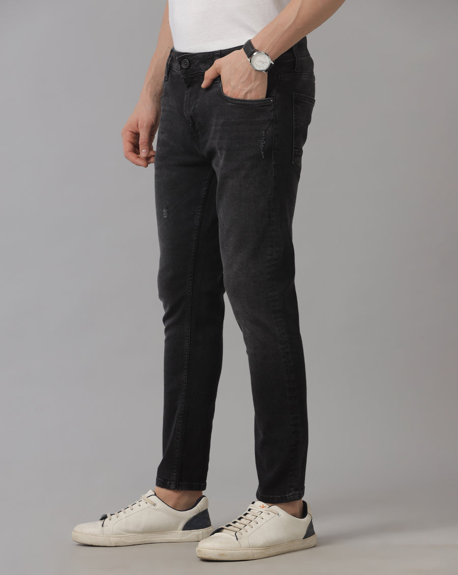 Men's Track Skinny Fit Black Denim Jeans