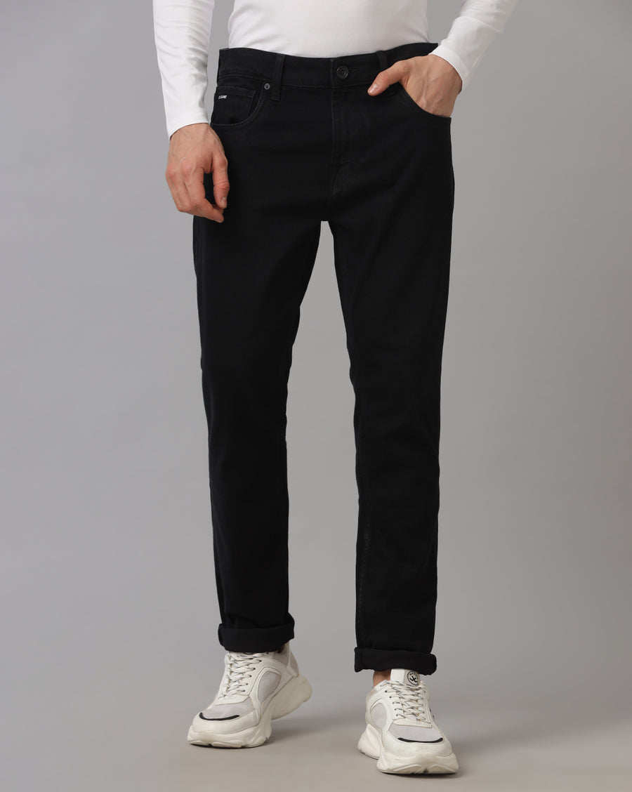 Men's Track Skinny Black Jeans