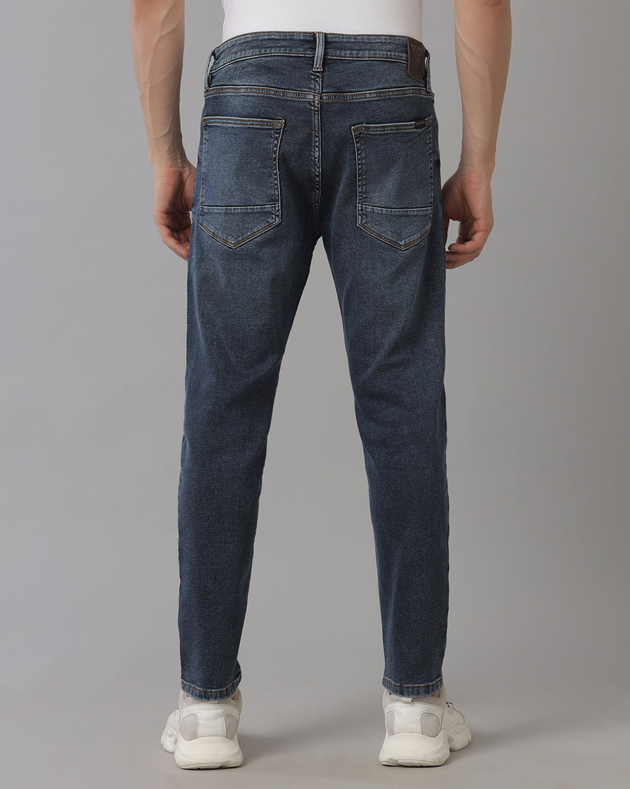 Men's Track Cropped Skinny Indigo Jeans