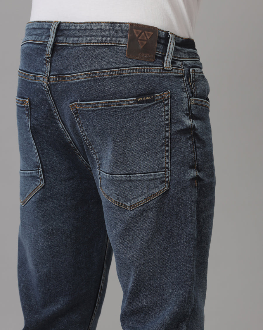 Men's Track Cropped Skinny Indigo Jeans