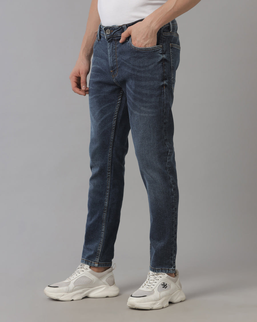 Men's Track Cropped Skinny Indigo Jeans