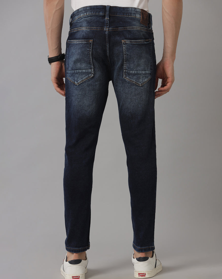 Men's Indigo Track Cropped Skinny Jeans