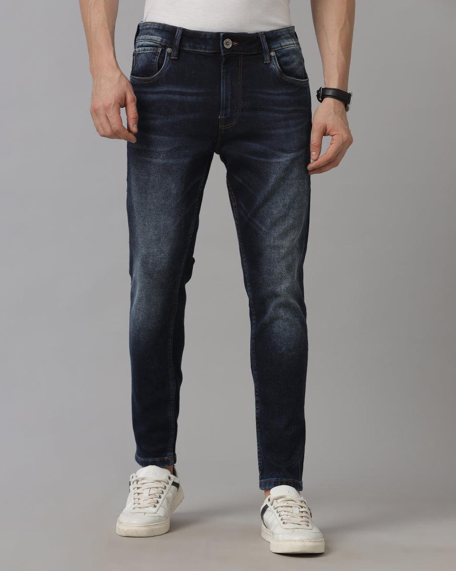 Men's Indigo Track Cropped Skinny Jeans