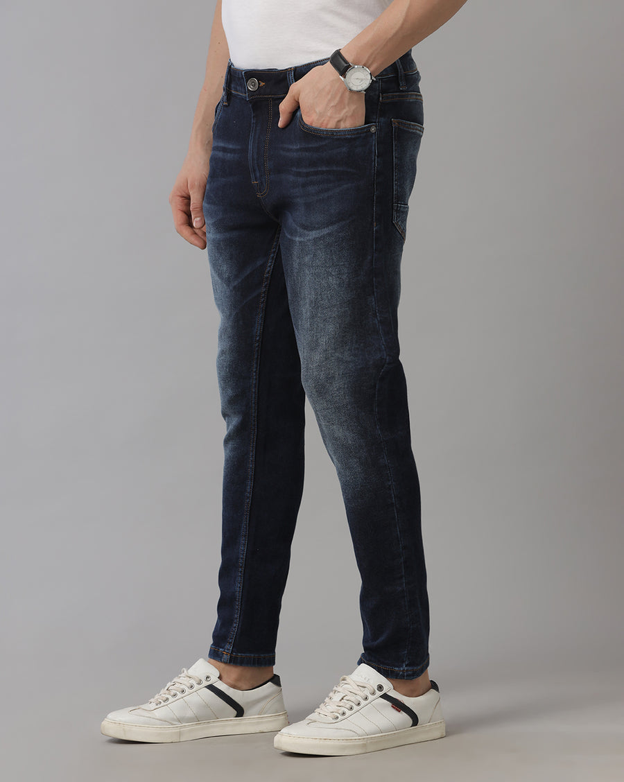 Men's Indigo Track Cropped Skinny Jeans