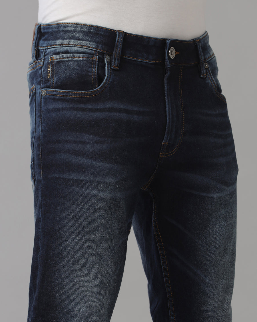 Men's Indigo Track Cropped Skinny Jeans