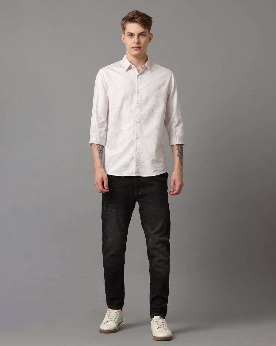 WHITE KHAKI SLIM FIT SHIRT