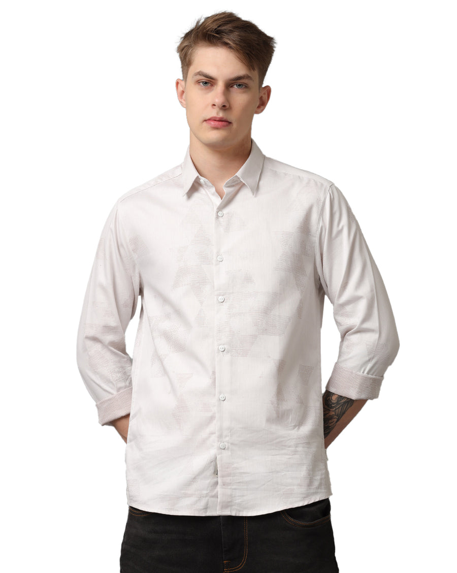 WHITE KHAKI SLIM FIT SHIRT