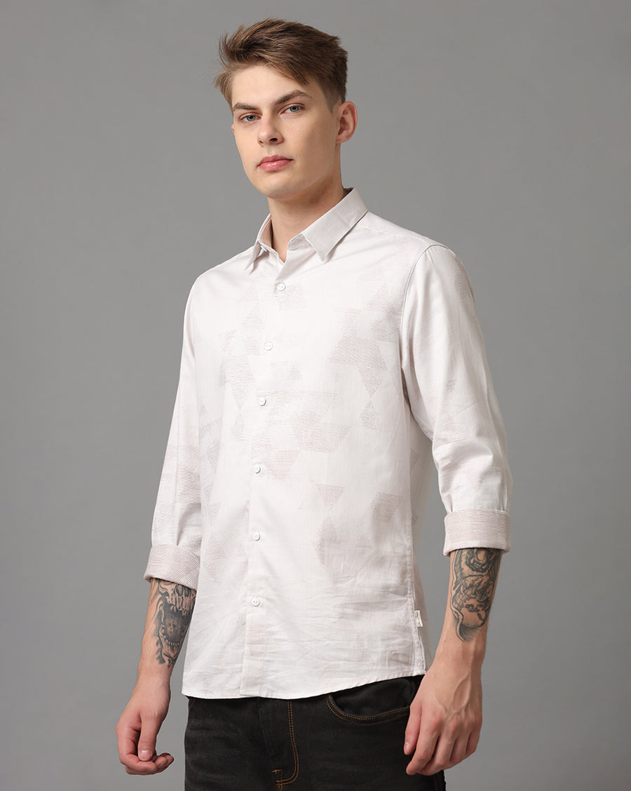 WHITE KHAKI SLIM FIT SHIRT