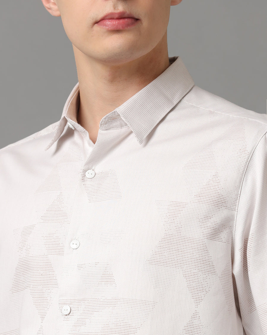 WHITE KHAKI SLIM FIT SHIRT