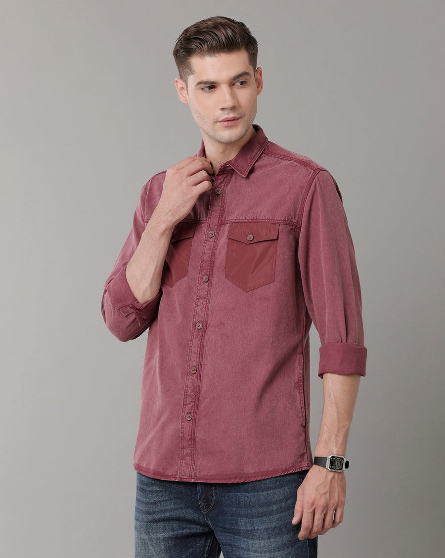 Voi Jeans Mens Wine Slim Fit Shirt