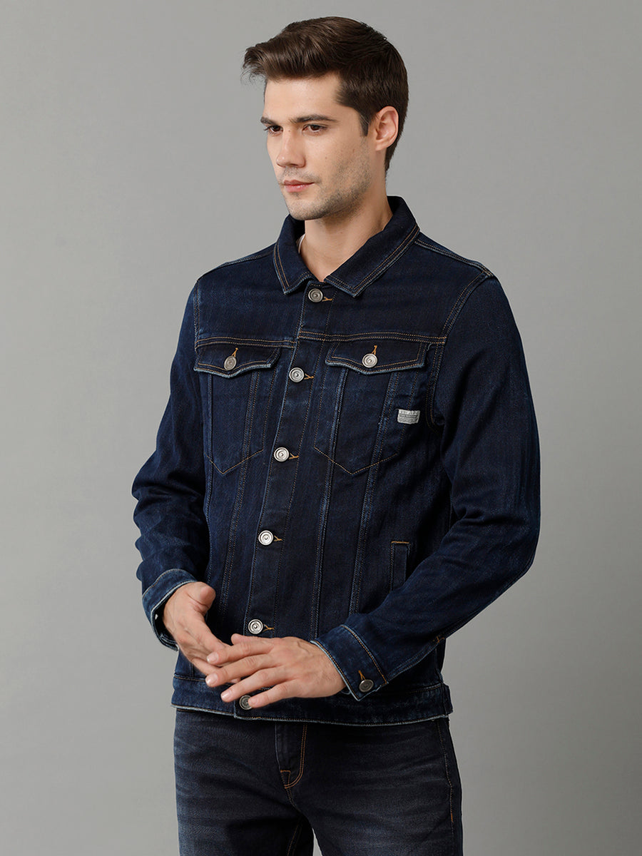 Spread Collar Cotton Denim Jacket