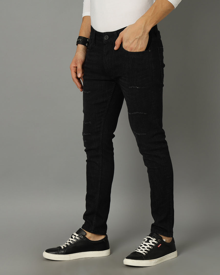 Voi Jeans Men Mid-Rise Skinny Fit No Fade Jeans