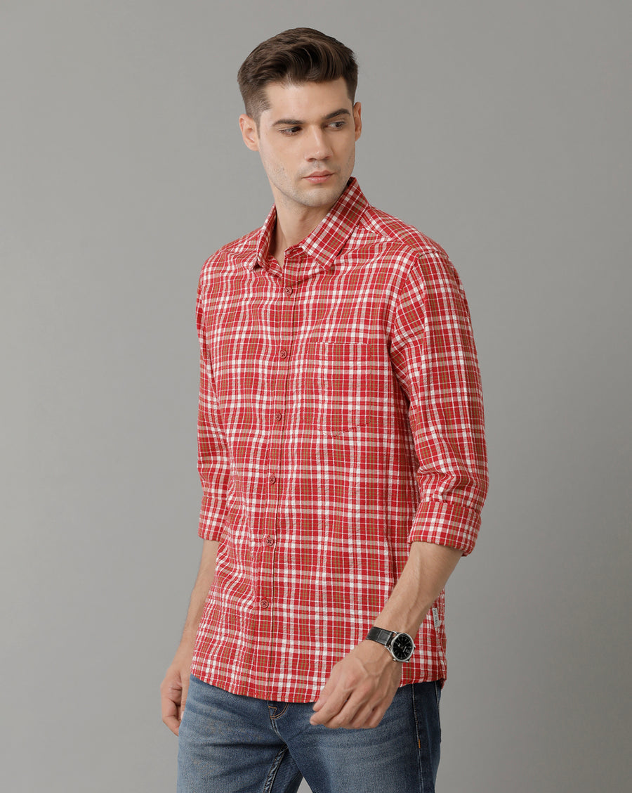 Slim Fit Tartan Checked Pure Cotton Casual Shirt