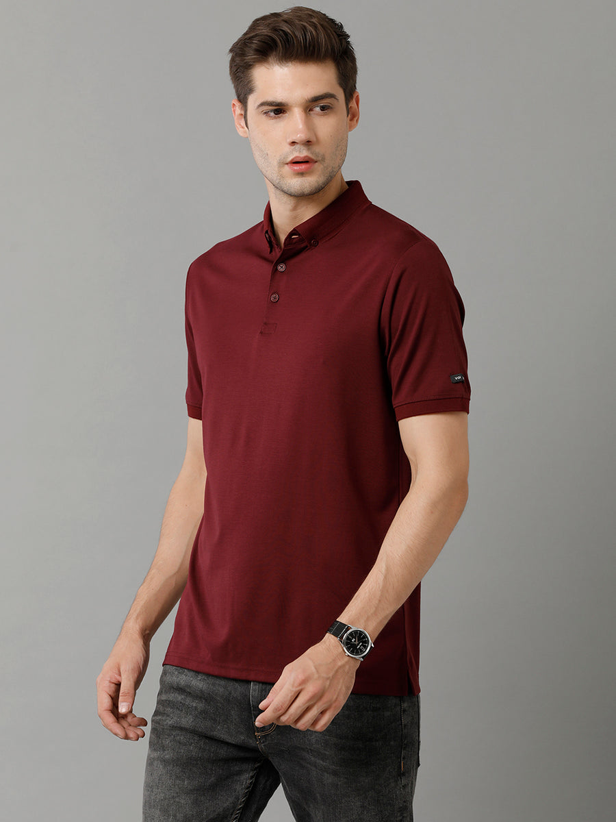 Men Solid Regular Fit Casual T-Shirt