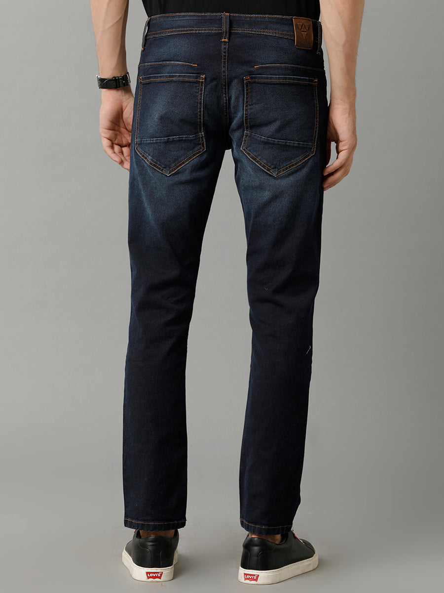 Men's Indigo Solid Track Skinny Fit Jeans