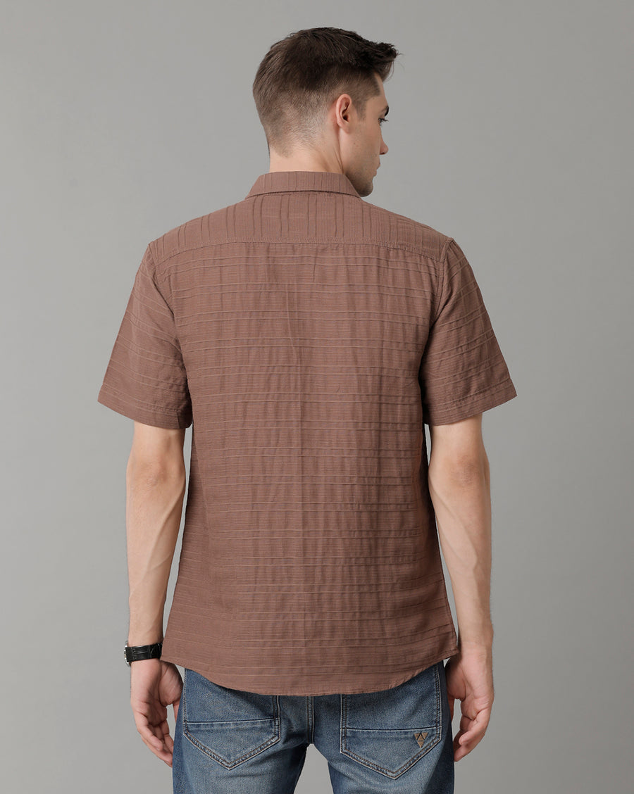 Men Brown Slim Fit Opaque Checked Casual Shirt