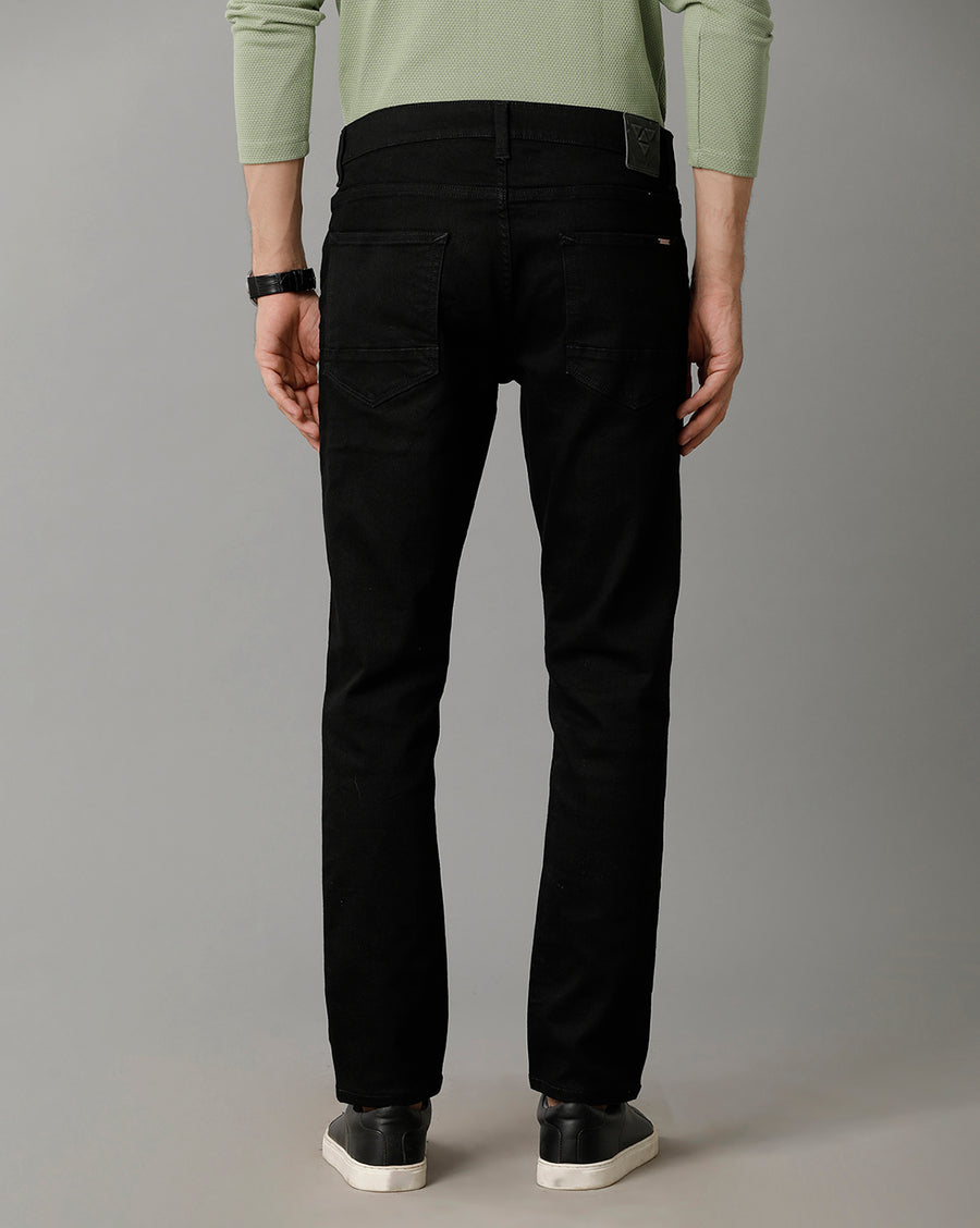 Men's Black Solid Track Skinny Fit Jeans