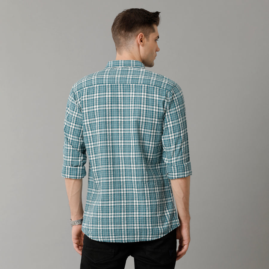 Men Green Slim Fit Tartan Checks Opaque Checked Casual Shirt