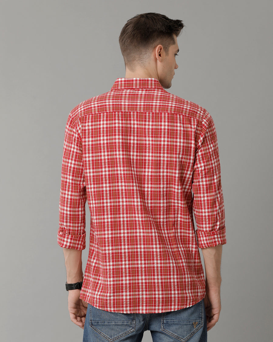 Slim Fit Tartan Checked Pure Cotton Casual Shirt