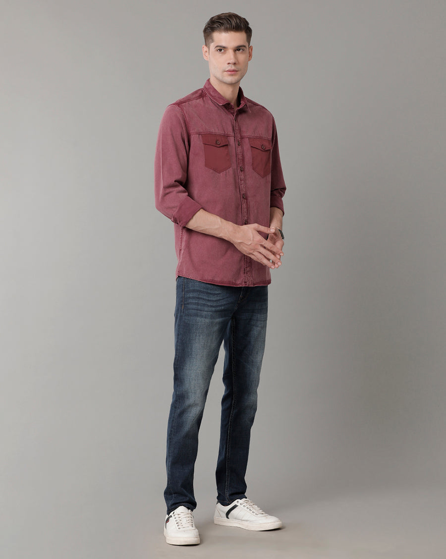 Voi Jeans Mens Wine Slim Fit Shirt