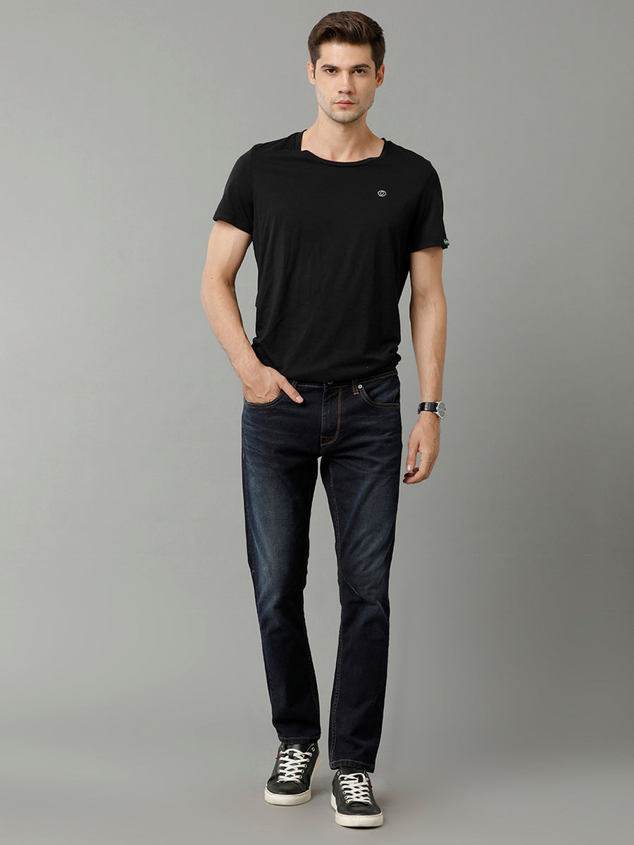 Men's Indigo Solid Track Skinny Fit Jeans