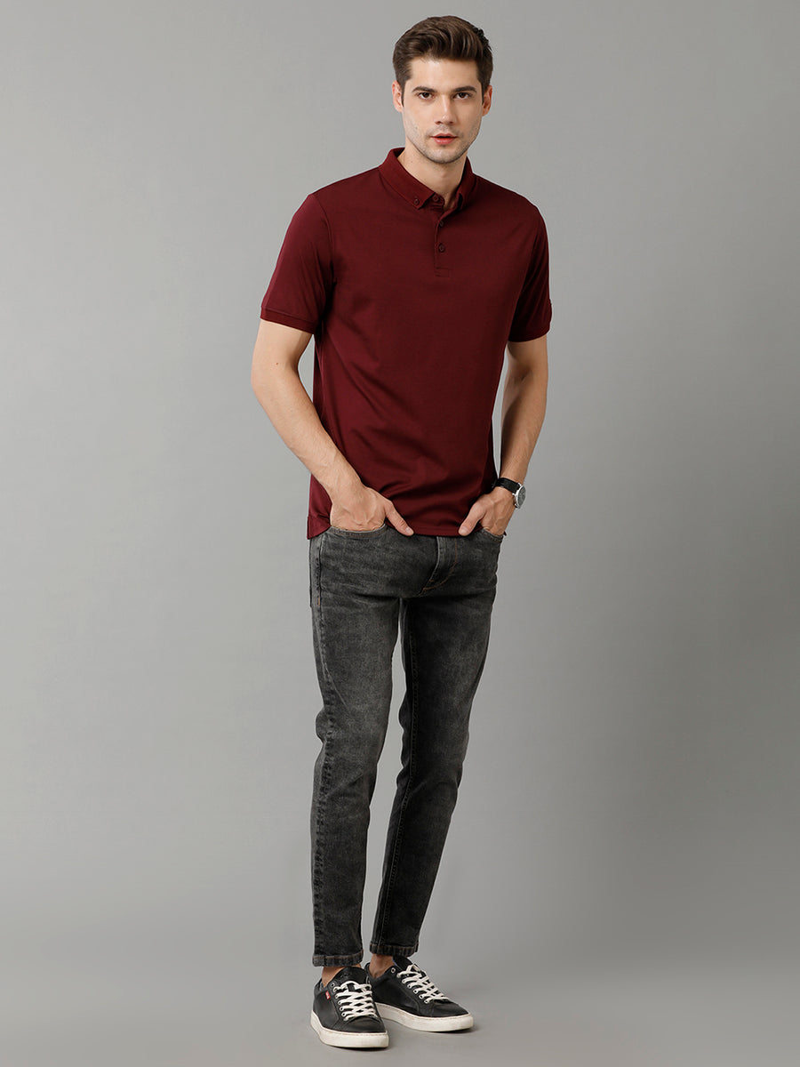 Men Solid Regular Fit Casual T-Shirt