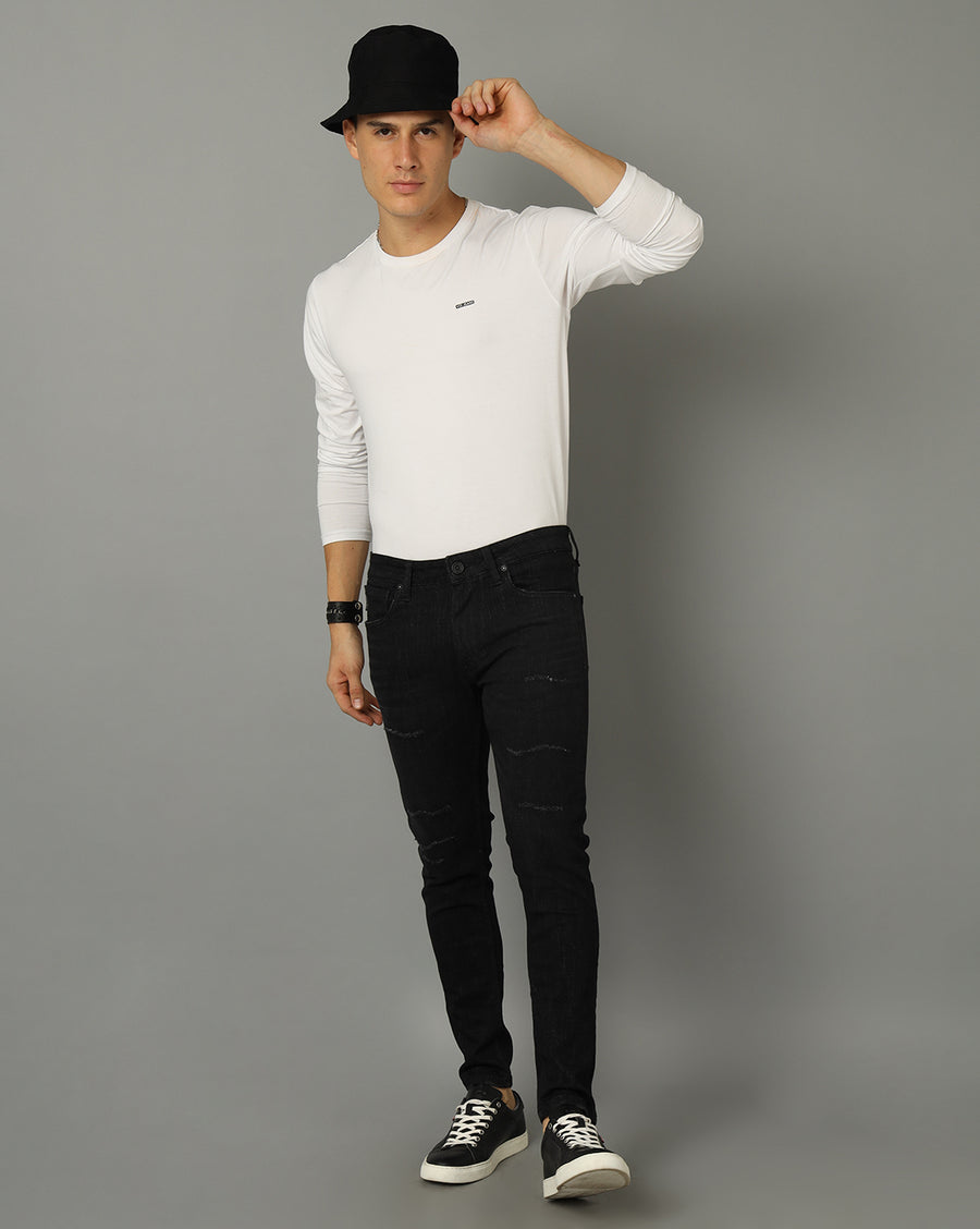 Voi Jeans Men Mid-Rise Skinny Fit No Fade Jeans