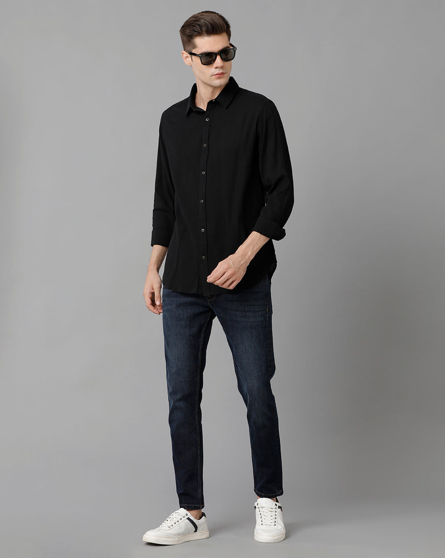 Voi Jeans Men's Black Slim Fit  Shirt