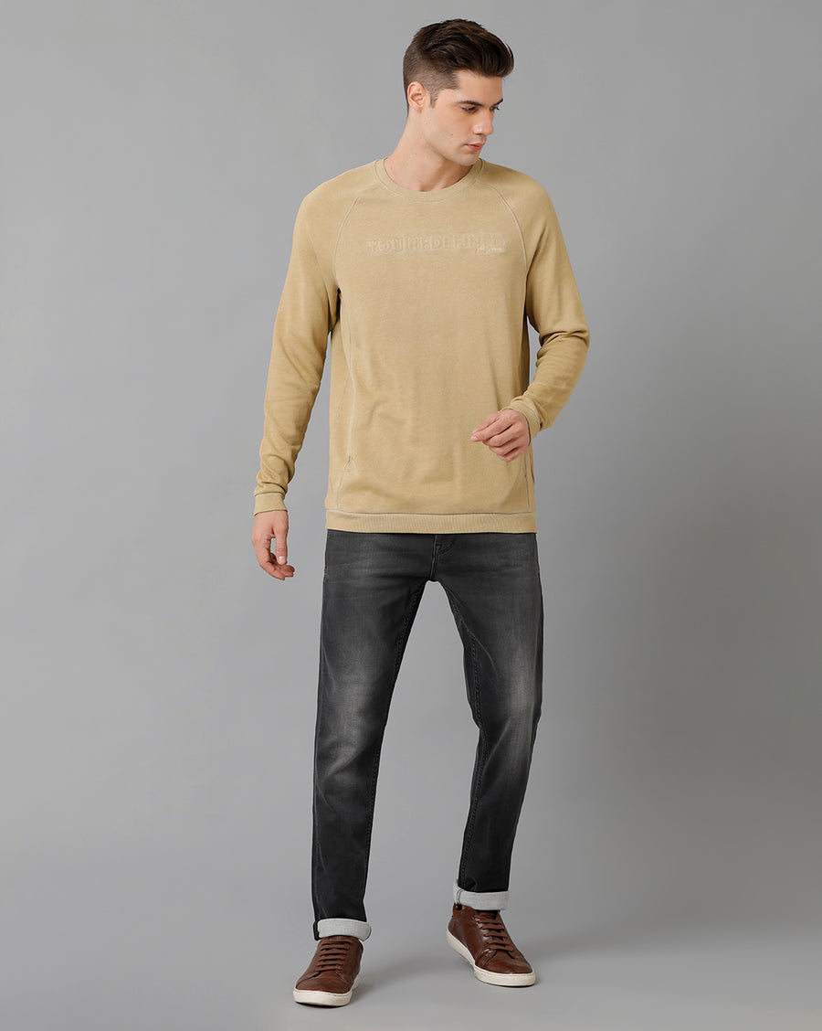 Voi Jeans Mens Regular Fit Beige Sweatshirt